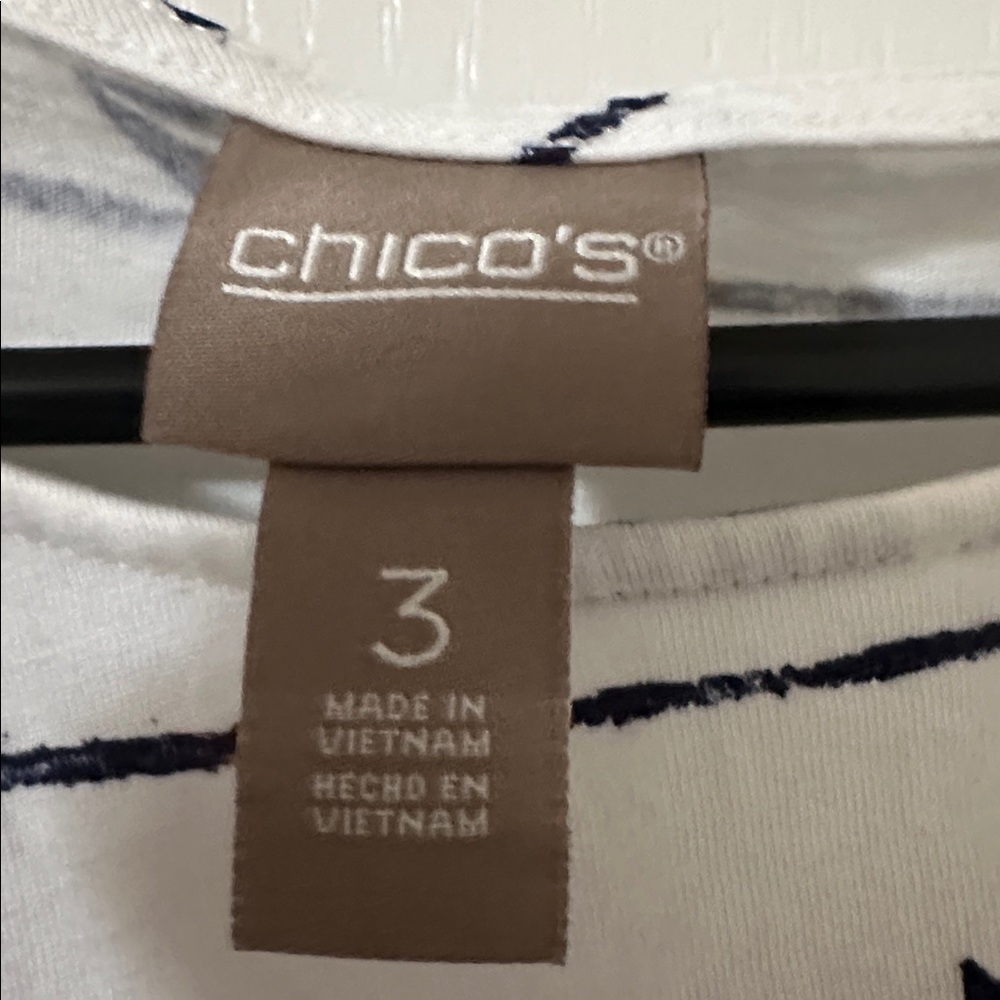Chico’s Long Sleeve Nautical Print Knit white blue Top – Size 3 (XL / US 16) - Picture 5 of 7